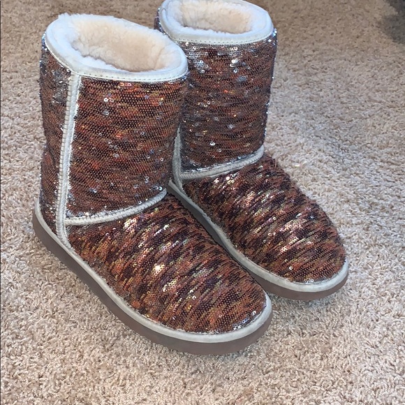 UGG Sequin Ankle Boots - Brown and Cream - Picture 2 of 6